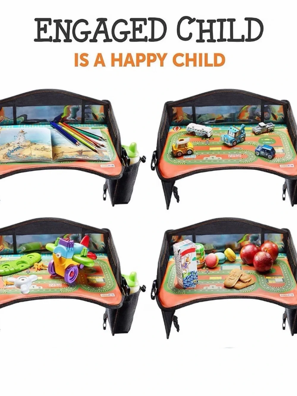 Kids Travel Lap Tray Organizer For Plane, Car & Home